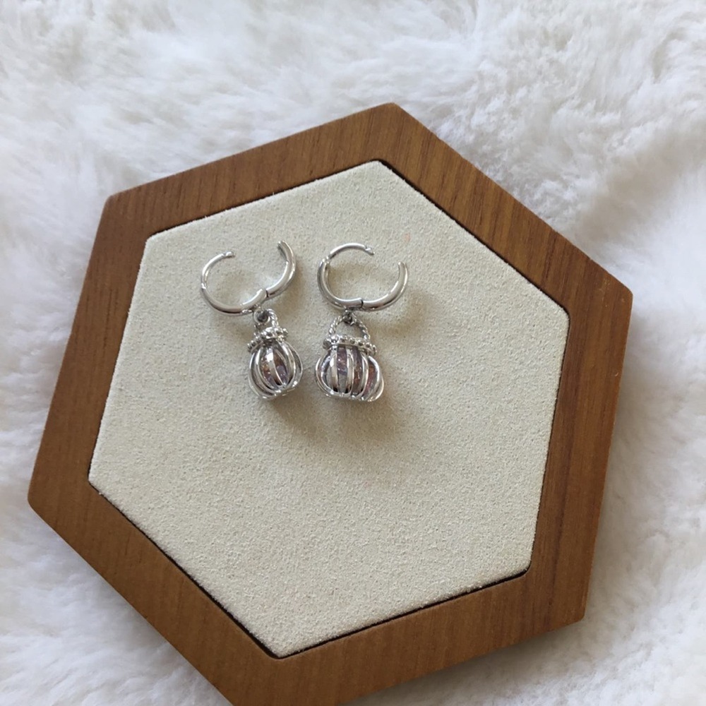 Sterling Silver Crystal Purse Earrings - Picture 4 of 5